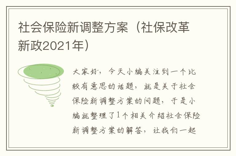 社会保险新调整方案（社保改革新政2021年）