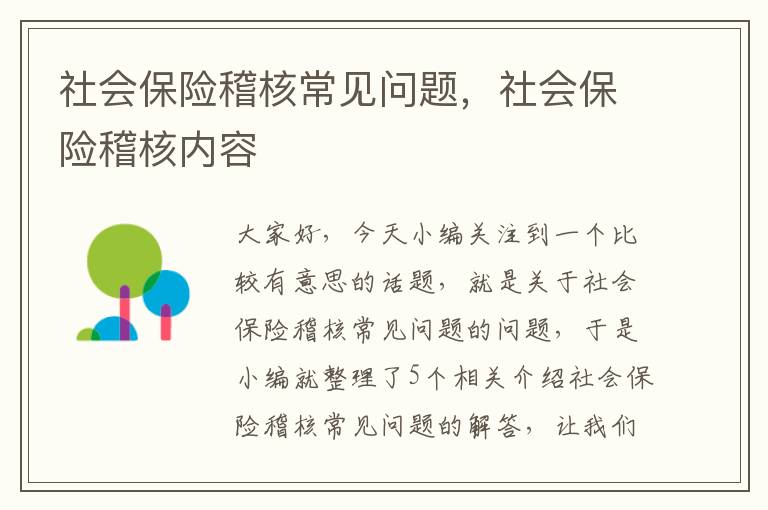 社会保险稽核常见问题，社会保险稽核内容