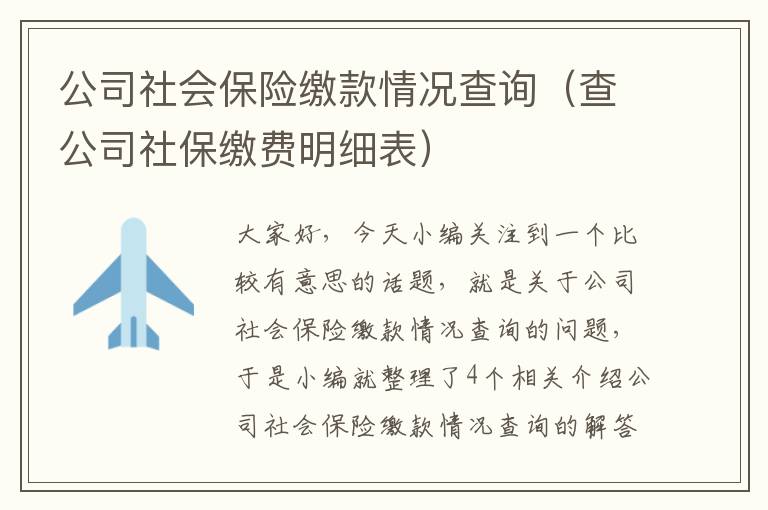 公司社会保险缴款情况查询（查公司社保缴费明细表）