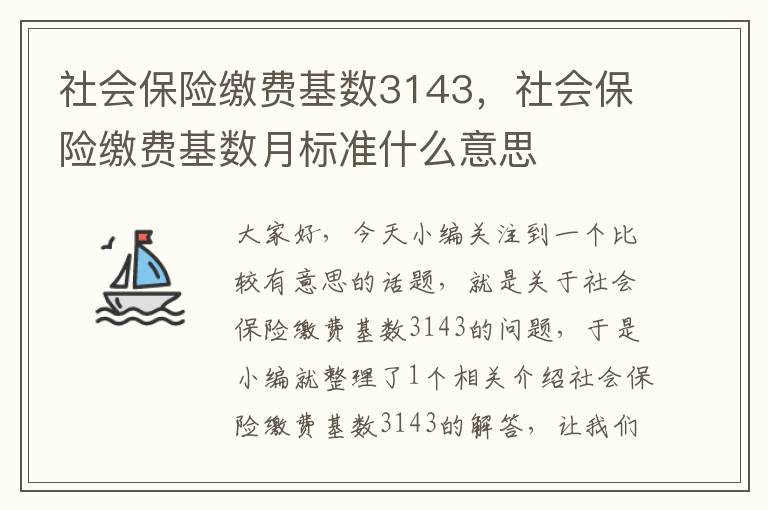 社会保险缴费基数3143，社会保险缴费基数月标准什么意思