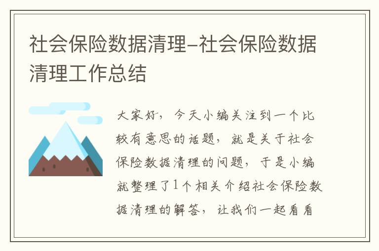 社会保险数据清理-社会保险数据清理工作总结