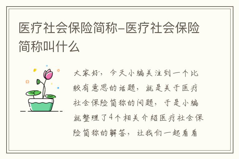 医疗社会保险简称-医疗社会保险简称叫什么