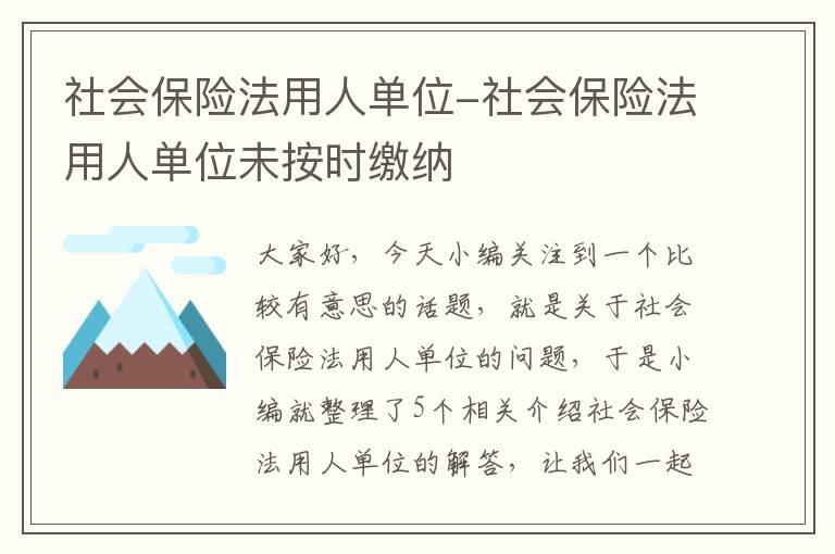 社会保险法用人单位-社会保险法用人单位未按时缴纳