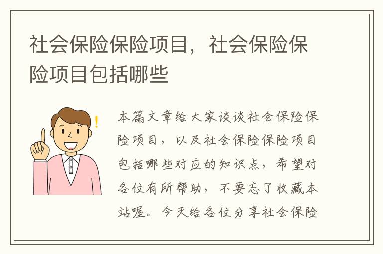 社会保险保险项目，社会保险保险项目包括哪些