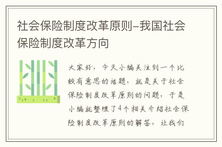 社会保险制度改革原则-我国社会保险制度改革方向