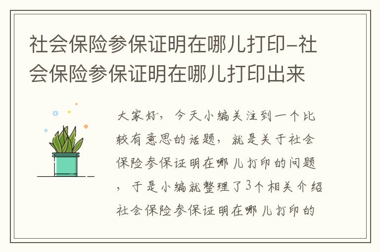 社会保险参保证明在哪儿打印-社会保险参保证明在哪儿打印出来