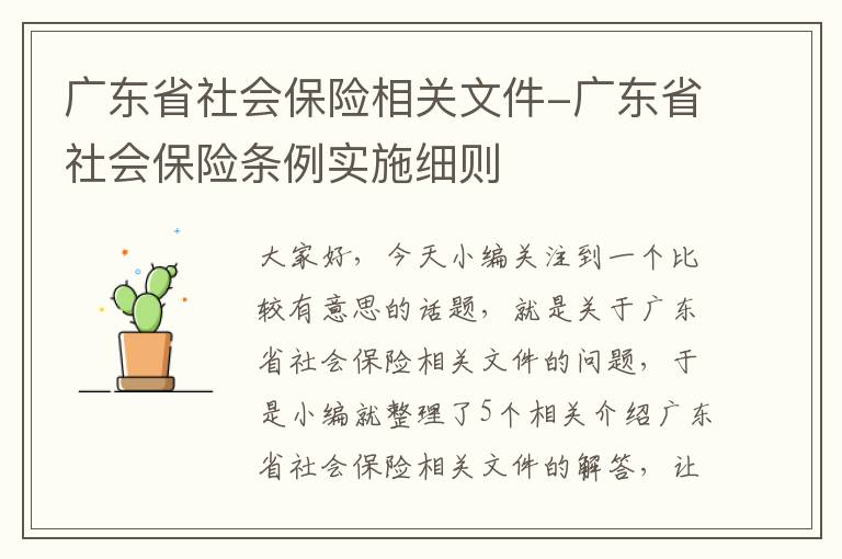 广东省社会保险相关文件-广东省社会保险条例实施细则