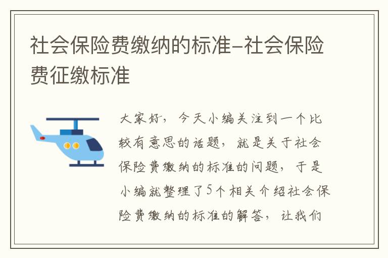 社会保险费缴纳的标准-社会保险费征缴标准