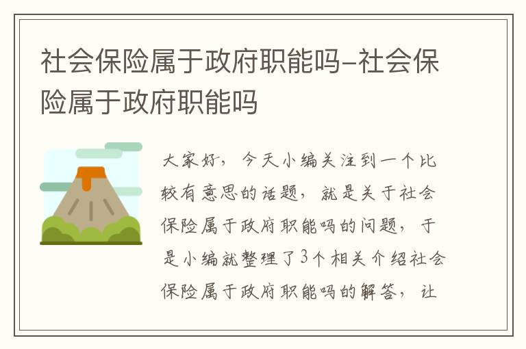 社会保险属于政府职能吗-社会保险属于政府职能吗