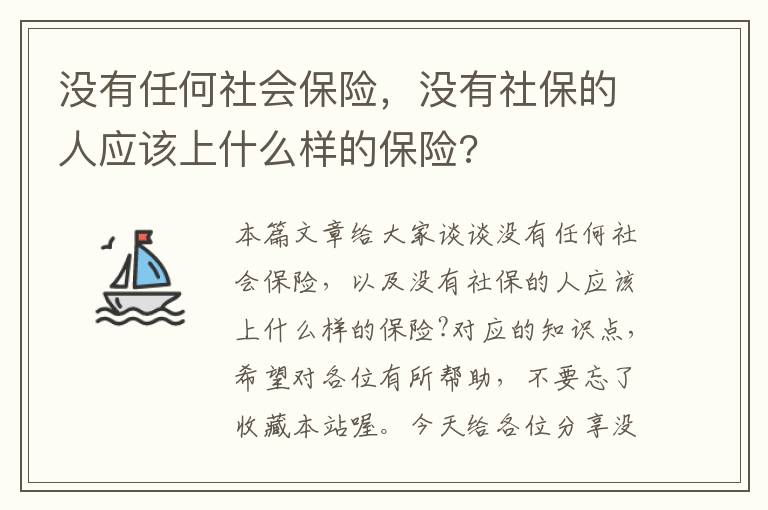 没有任何社会保险，没有社保的人应该上什么样的保险?