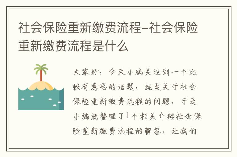 社会保险重新缴费流程-社会保险重新缴费流程是什么