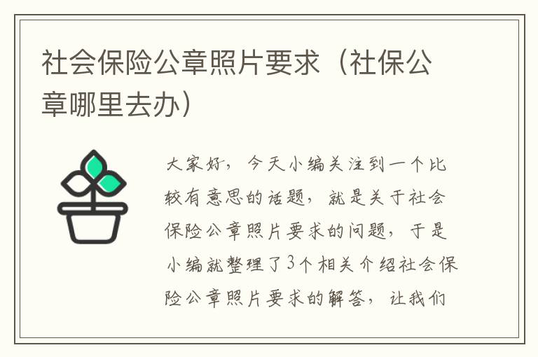 社会保险公章照片要求（社保公章哪里去办）