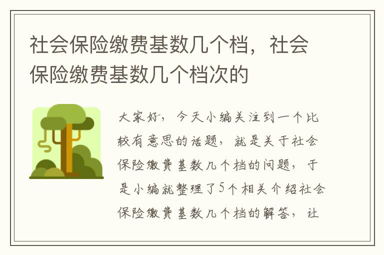 社会保险缴费基数几个档，社会保险缴费基数几个档次的