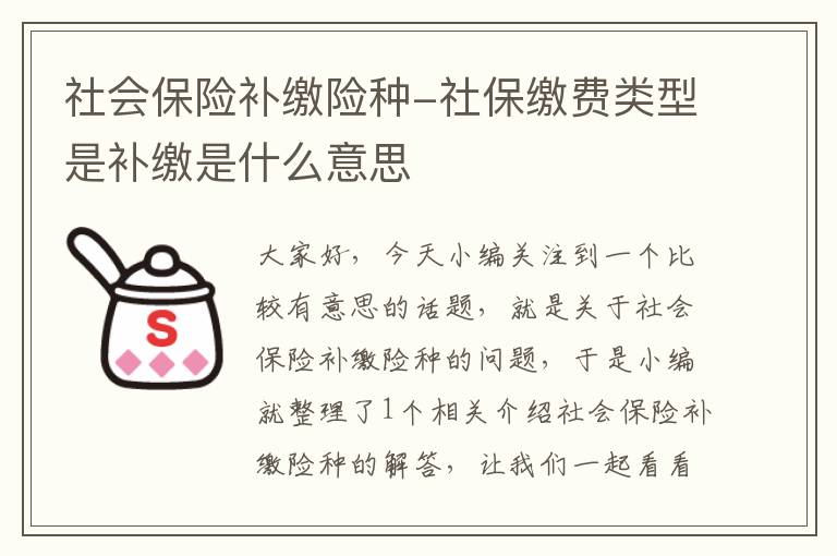 社会保险补缴险种-社保缴费类型是补缴是什么意思