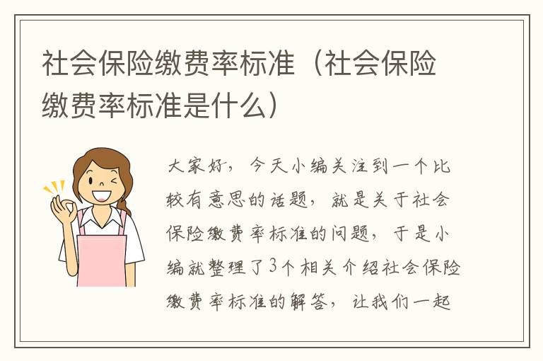 社会保险缴费率标准（社会保险缴费率标准是什么）