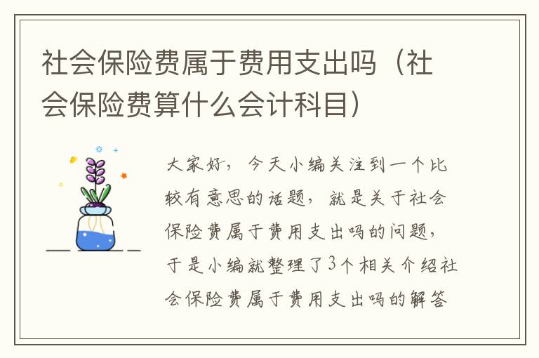 社会保险费属于费用支出吗（社会保险费算什么会计科目）