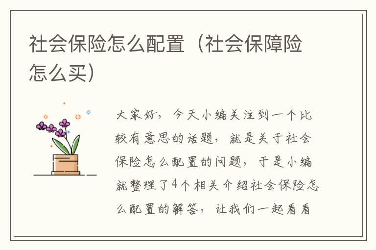 社会保险怎么配置（社会保障险怎么买）