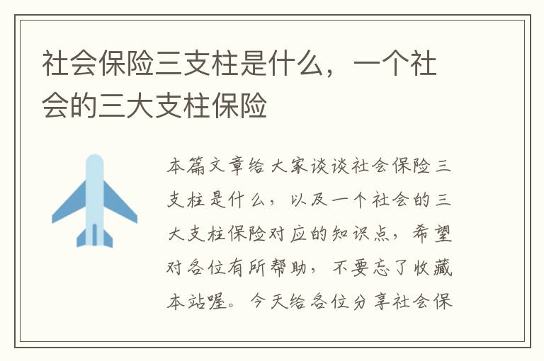 社会保险三支柱是什么，一个社会的三大支柱保险