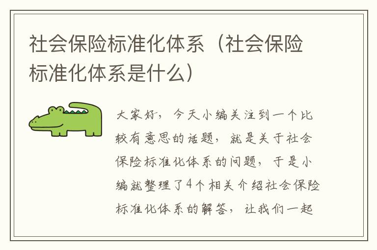 社会保险标准化体系（社会保险标准化体系是什么）