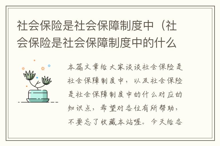 社会保险是社会保障制度中（社会保险是社会保障制度中的什么）