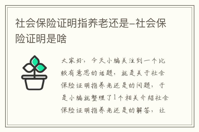 社会保险证明指养老还是-社会保险证明是啥