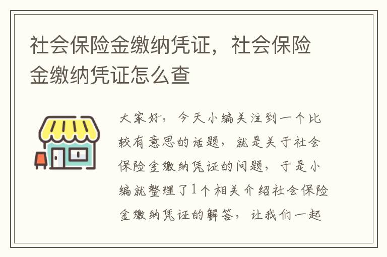 社会保险金缴纳凭证，社会保险金缴纳凭证怎么查