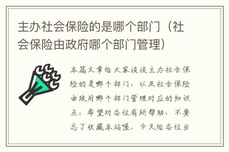 主办社会保险的是哪个部门（社会保险由政府哪个部门管理）