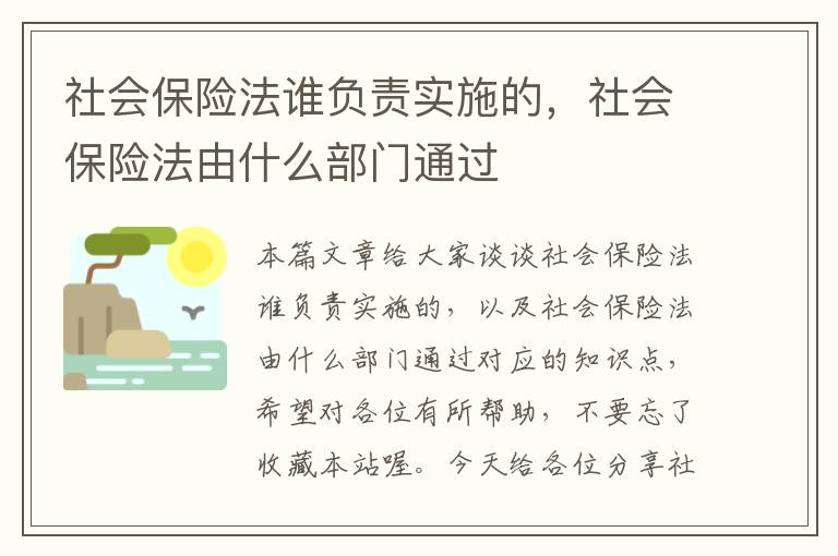 社会保险法谁负责实施的，社会保险法由什么部门通过