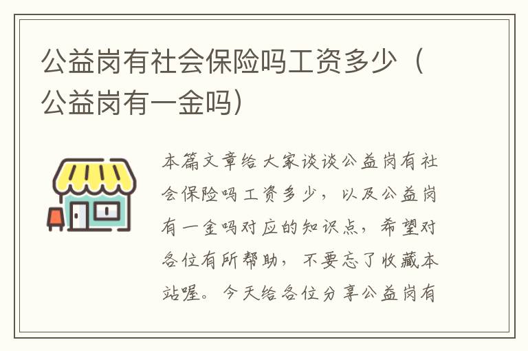 公益岗有社会保险吗工资多少（公益岗有一金吗）