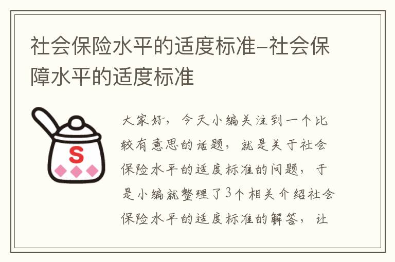 社会保险水平的适度标准-社会保障水平的适度标准