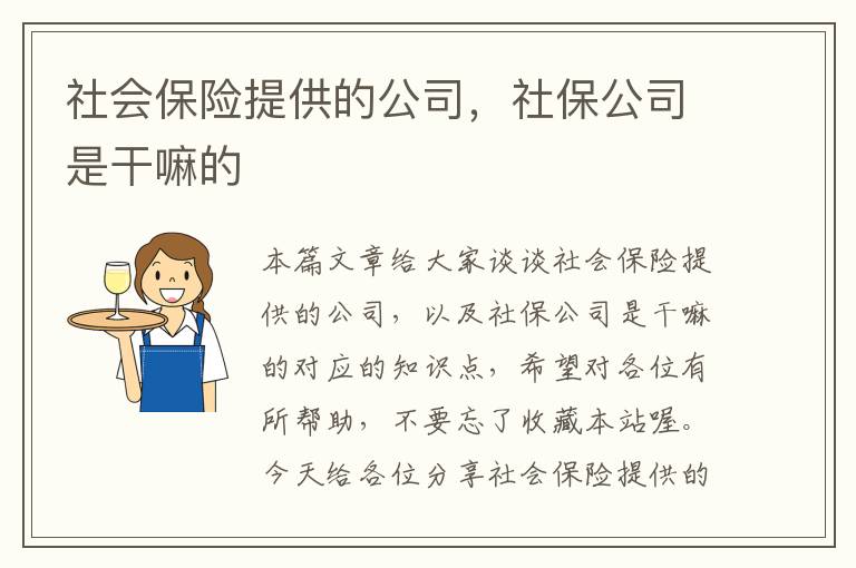 社会保险提供的公司，社保公司是干嘛的