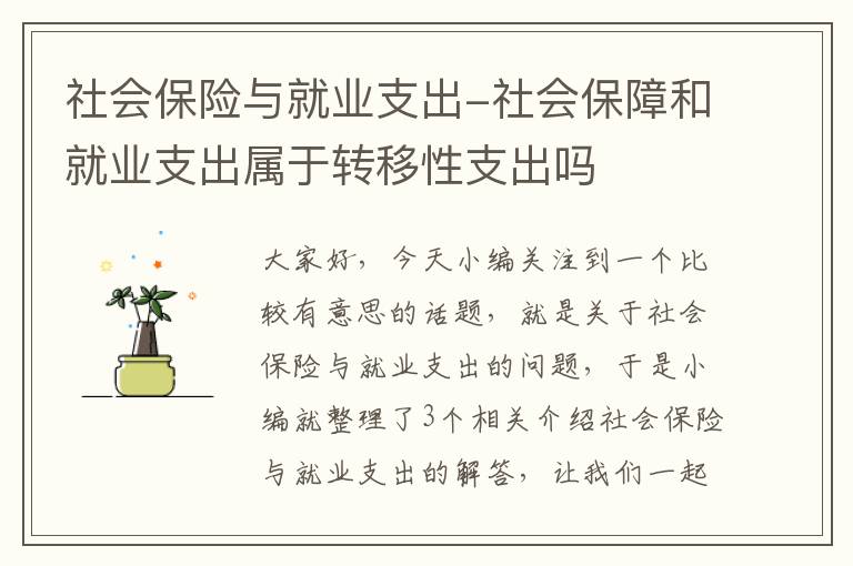 社会保险与就业支出-社会保障和就业支出属于转移性支出吗