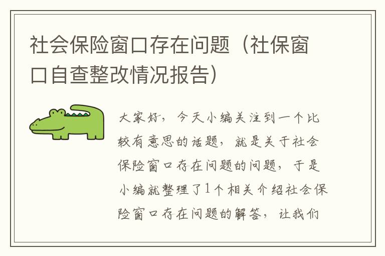 社会保险窗口存在问题（社保窗口自查整改情况报告）