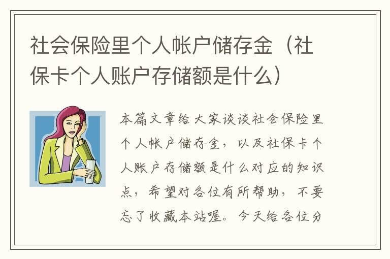 社会保险里个人帐户储存金（社保卡个人账户存储额是什么）