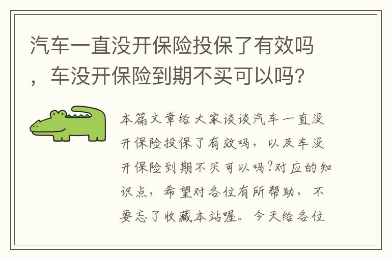 汽车一直没开保险投保了有效吗，车没开保险到期不买可以吗?