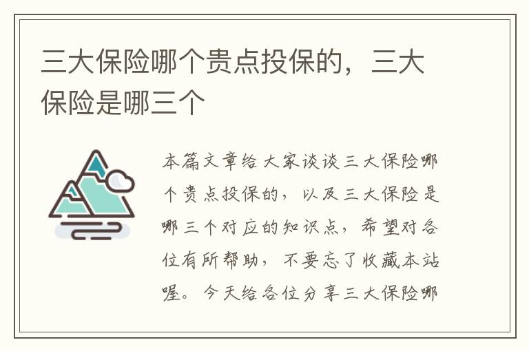 三大保险哪个贵点投保的，三大保险是哪三个