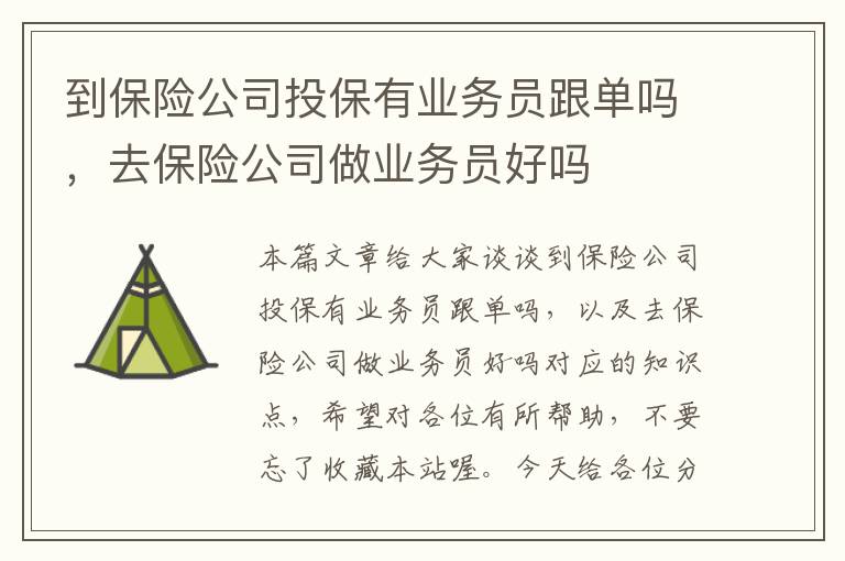 到保险公司投保有业务员跟单吗，去保险公司做业务员好吗