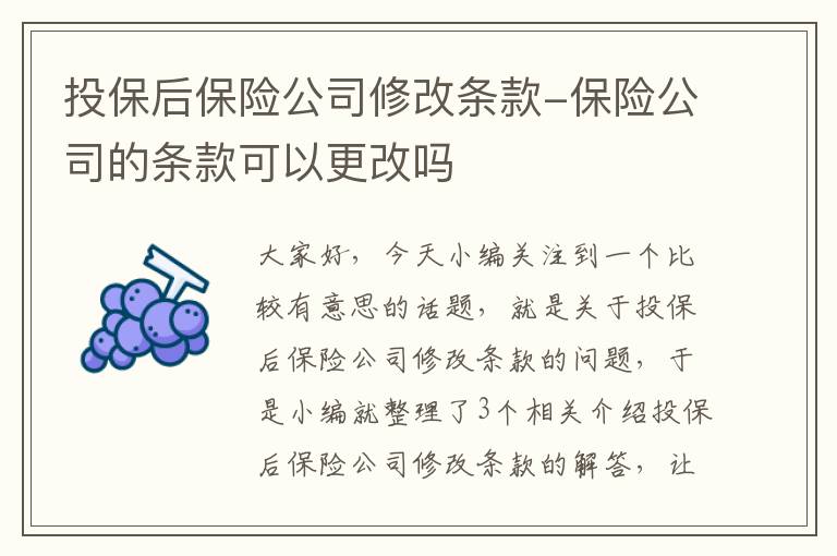 投保后保险公司修改条款-保险公司的条款可以更改吗