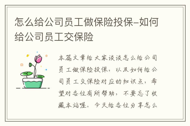 怎么给公司员工做保险投保-如何给公司员工交保险