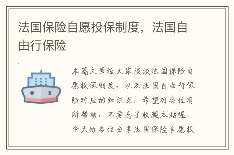 法国保险自愿投保制度，法国自由行保险