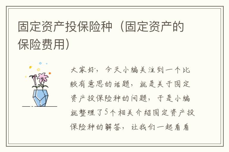 固定资产投保险种（固定资产的保险费用）